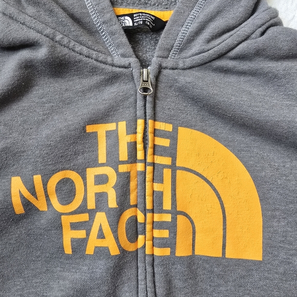 The North Face Kids Charcoal Hoodie with Bright Orange Logo - Picture 2 of 9